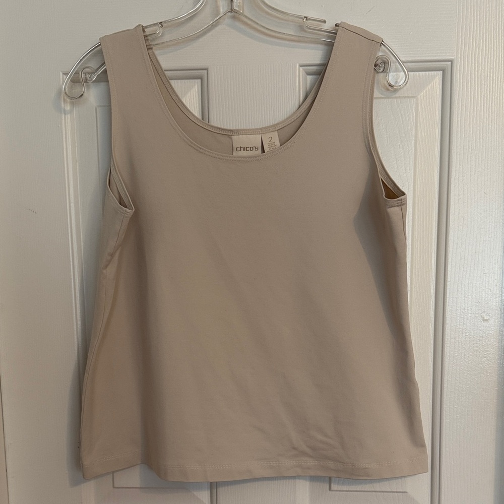 Chico's Neutral Beige Scoop Microfiber Tank Top